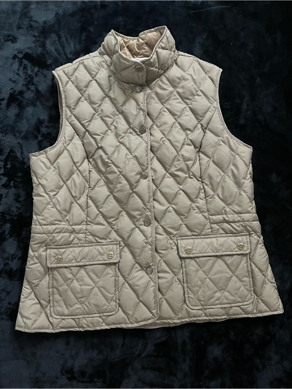 Eddie Bauer Women's Khaki Green Goose Down Quilted Vest - Size L
